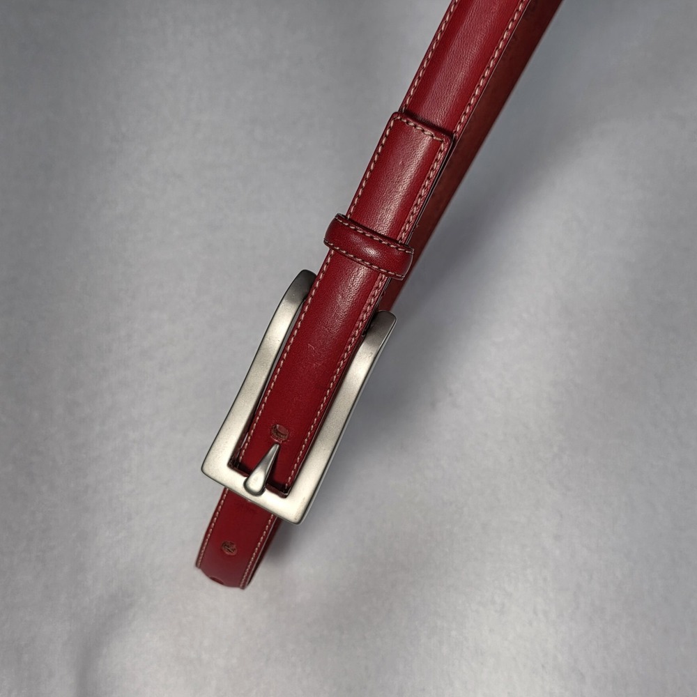 Max & Co Women's Small Red Leather Belt Made In Italy 33.5" Total Length. Nice!